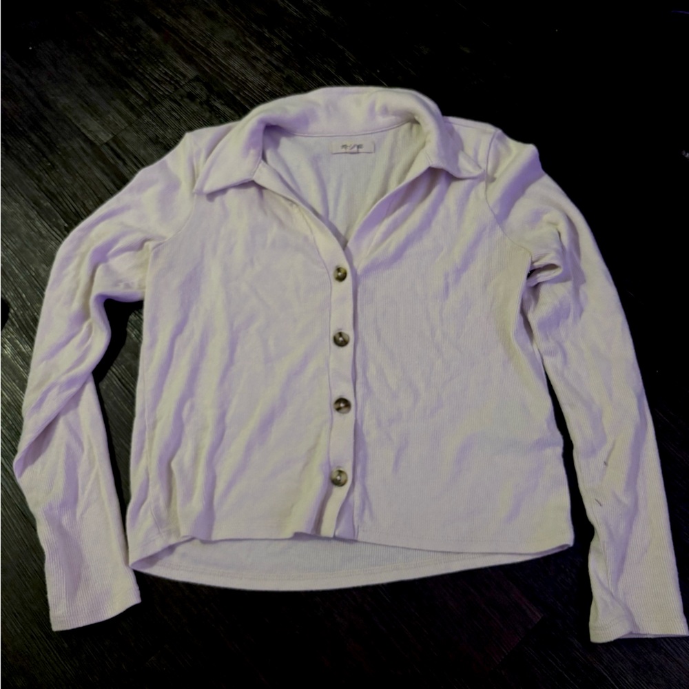 Madewell cream collared long sleeve sweater